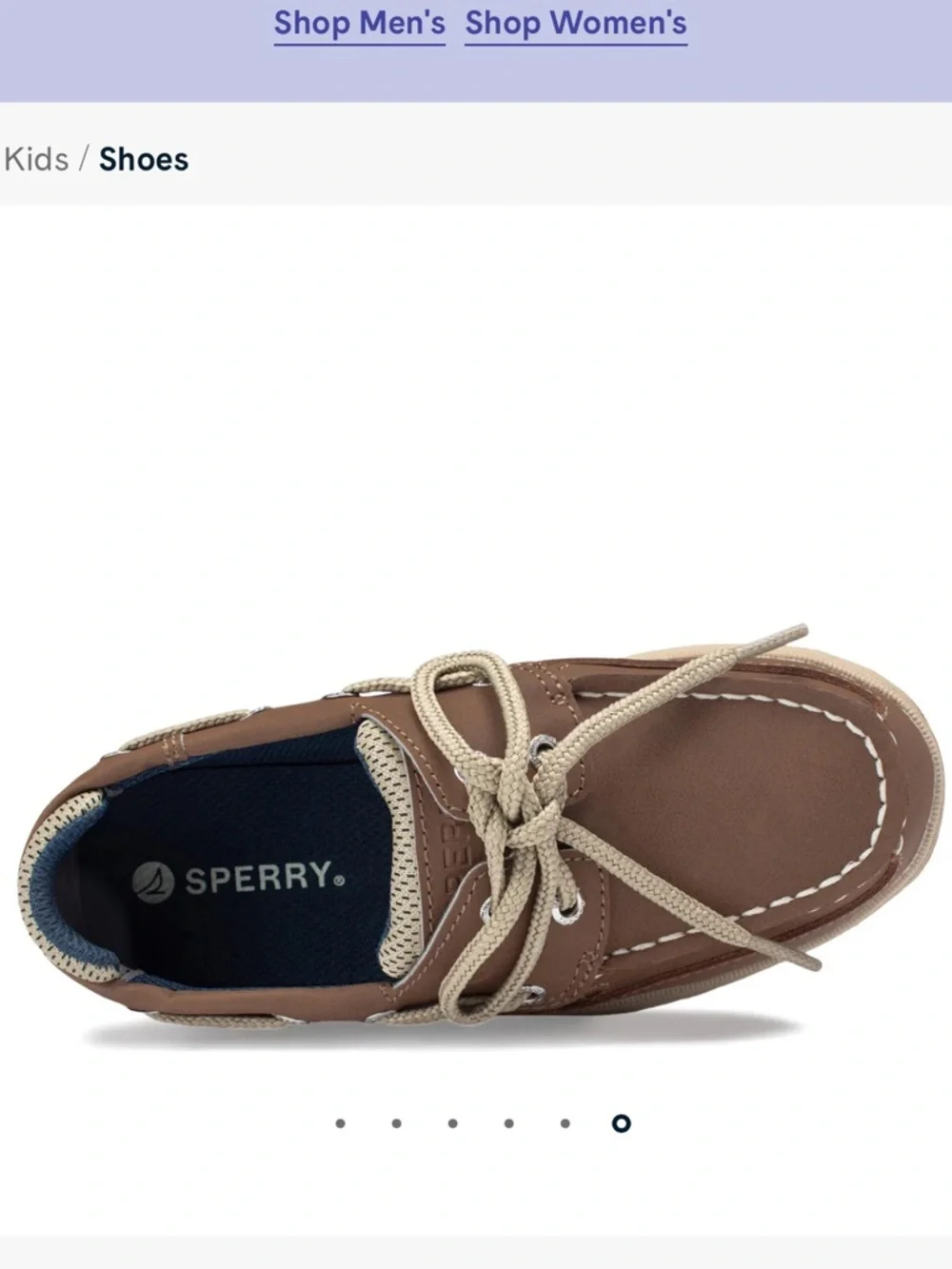 Kids Sperry Brown Boat Shoe with Tan Accents